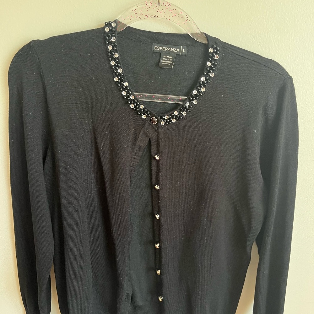 Esperanza Black Beaded Women's Cardigan